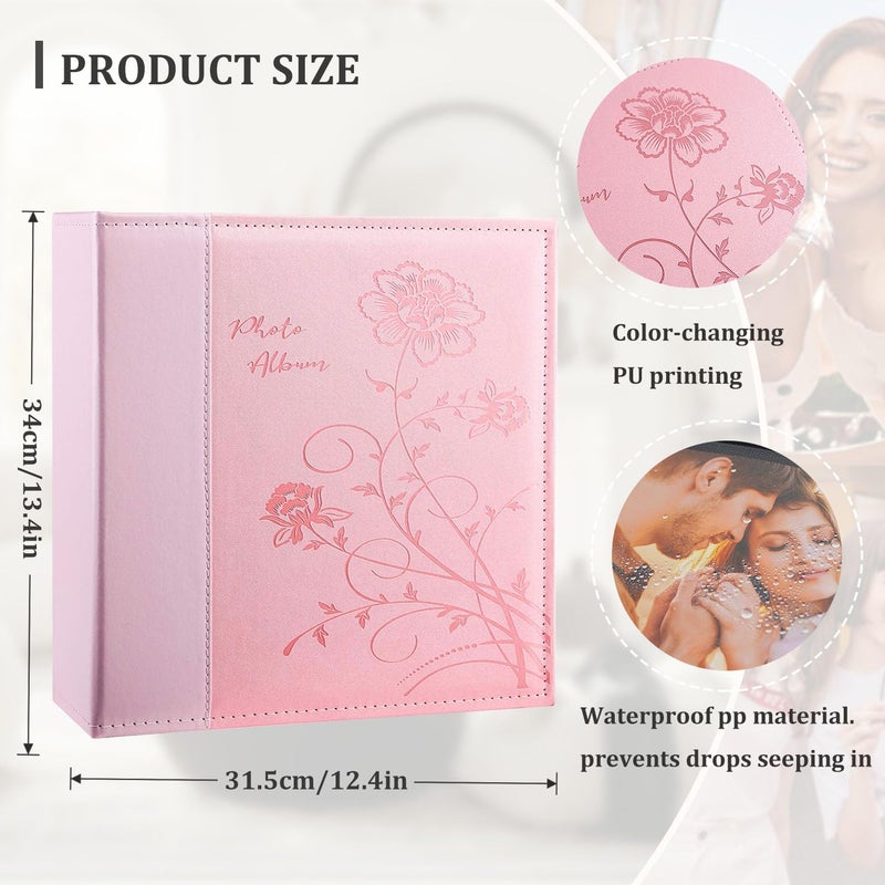 Artmag Photo Picutre Album 4x6 500 Photos, Extra Large Capacity Leather Cover Wedding Family Photo Albums Holds 500 Horizontal and Vertical 4x6 Photos with Black Pages(Pink) - Image 2